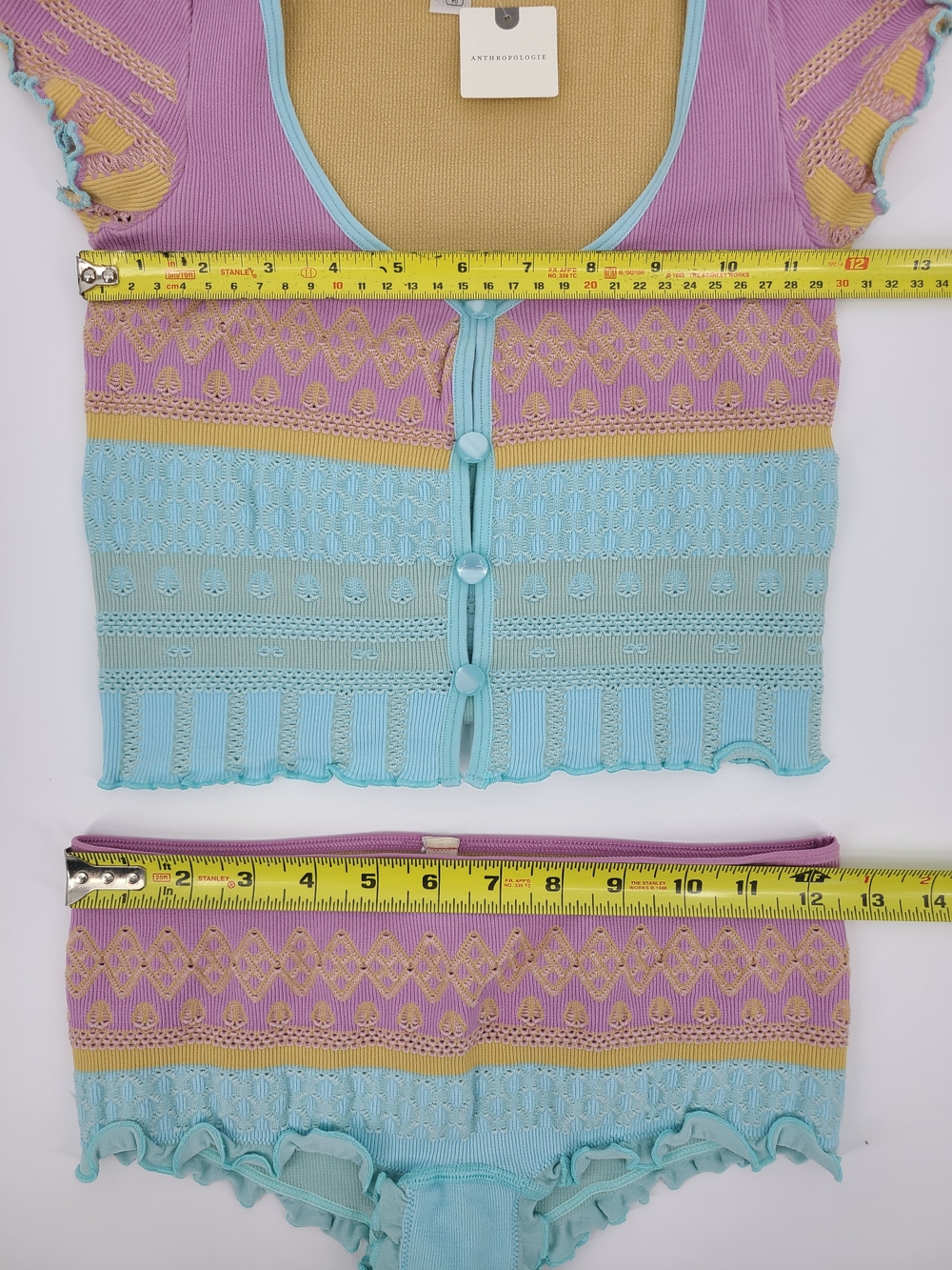 Anthropologie's LyreBird Knit Cropped Pajama Set Size Small - Picture 8 of 9